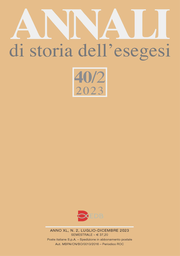 Cover of the journal Annali di storia dell'esegesi - 1120-4001